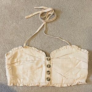 Dress Forum Cream Buttoned Crop Top